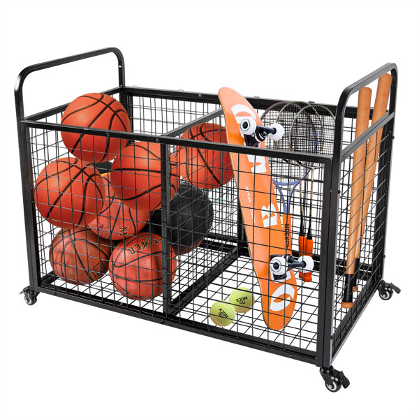 Arlmont & Co. Ball Cart Storage For Garage With Removable Divider